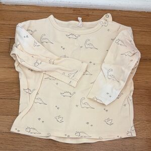 Quincy Mae Cream Dinosaur Print Top